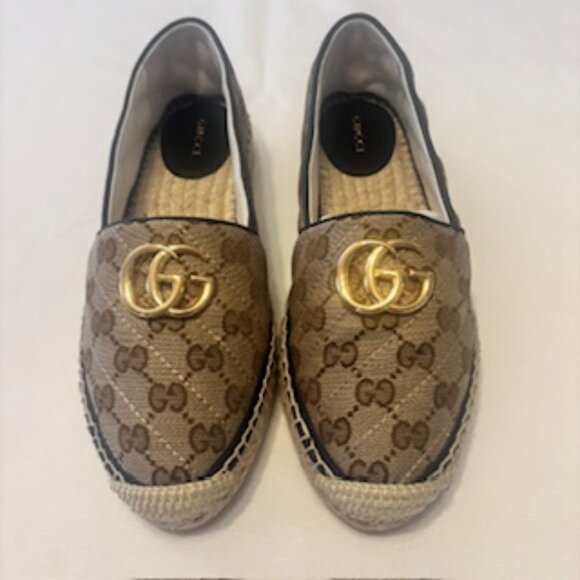 Gucci Brown and Gold Espadrilles - Picture 1 of 12